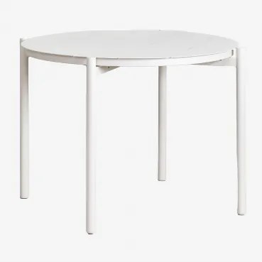 Mesa De Jardim Redonda Ø110 Cm Em Alumínio Elton Branco Glacial - Sklum