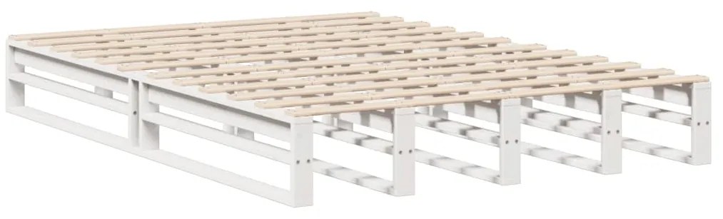 Cama com estante sem colchão 160x200 cm madeira maciça branco