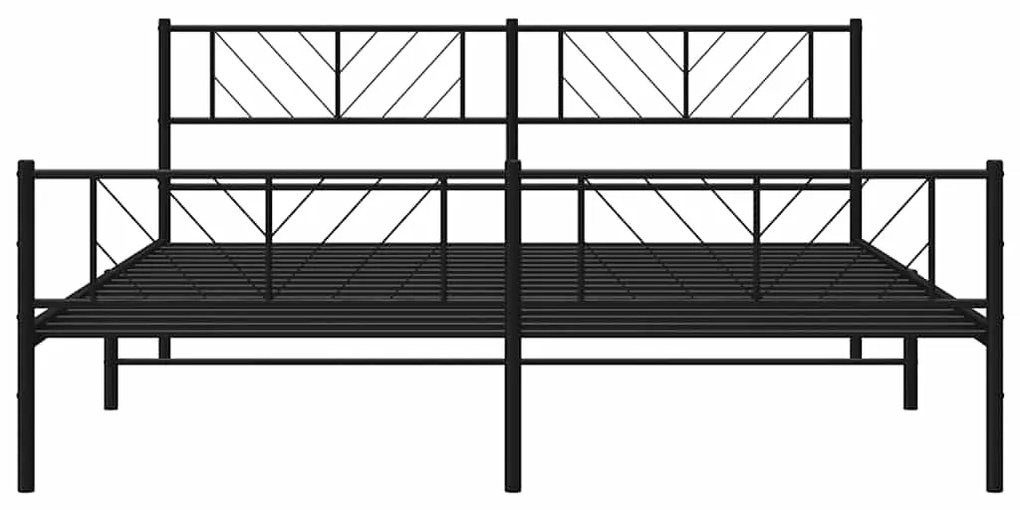 Estrutura de cama com cabeceira e pés 193x203 cm metal preto