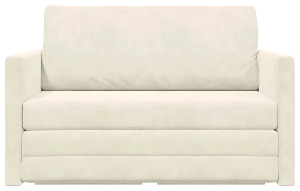 Sofá-Cama de Chão 2 em 1 Creme 124x204x61 cm Veludo