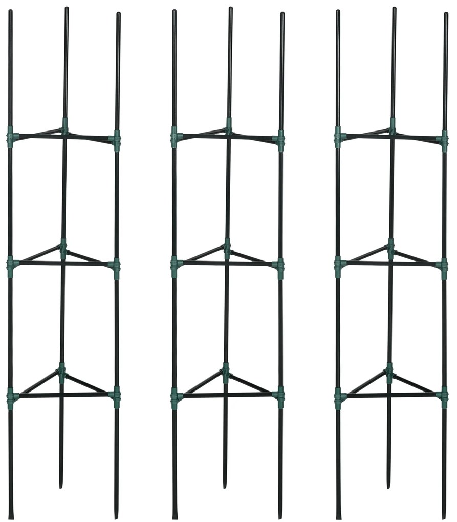 Conjunto de 3 Suportes para Plantas Trepadeiras Torre de Treliça para Plantas Frutas Verduras 38x38x182 cm Verde