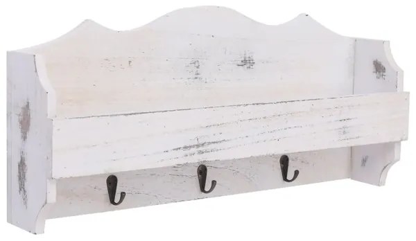 Cabide de Parede 50x10x23 cm Madeira Branco