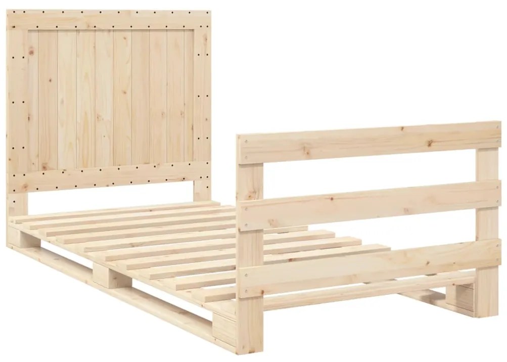 Estrutura de cama com cabeceira 100x200cm pinho maciço