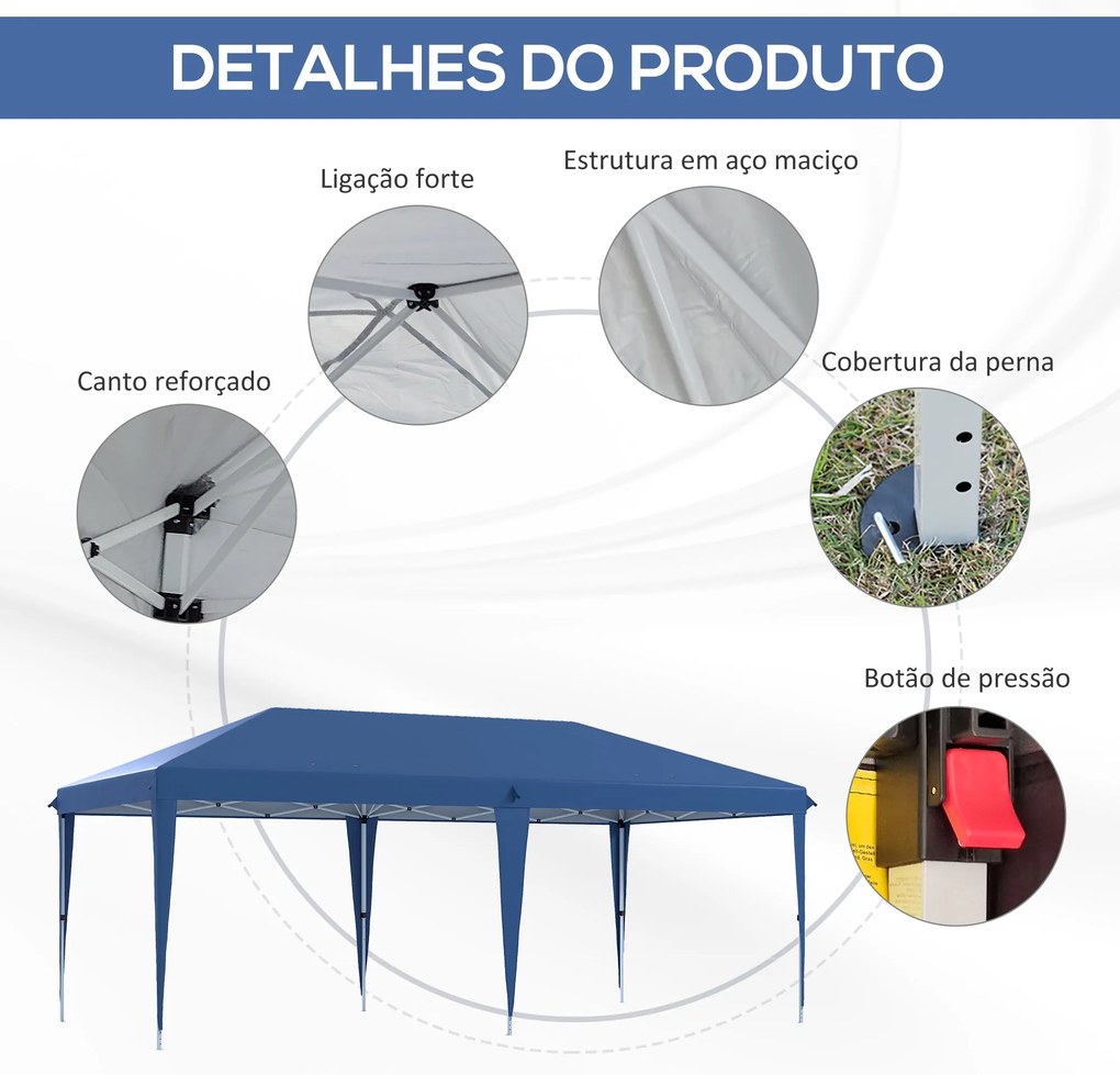 Outsunny Tenda Dobrável 6x3 Tenda de Jardim Portátil com Bolsa de Tran