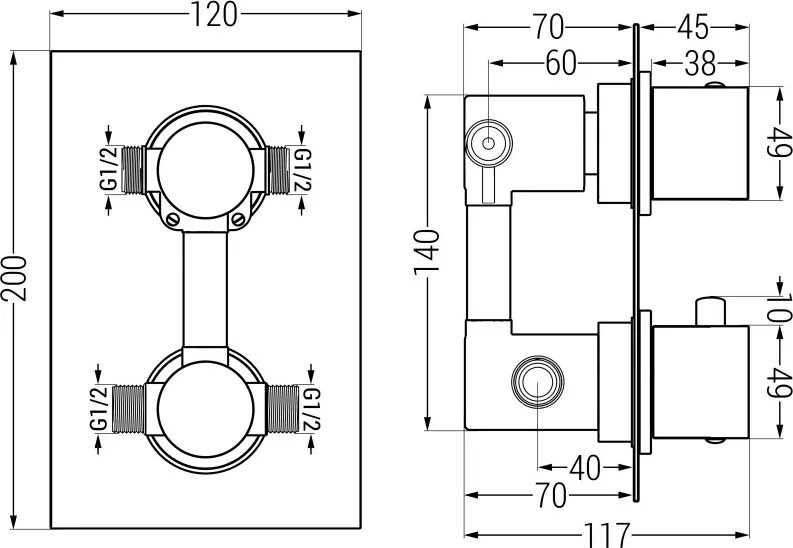 Mexen Cube DR02 conjunto de duche embutido com chuveiro de 30 cm, cromado - 77502DR0230-00