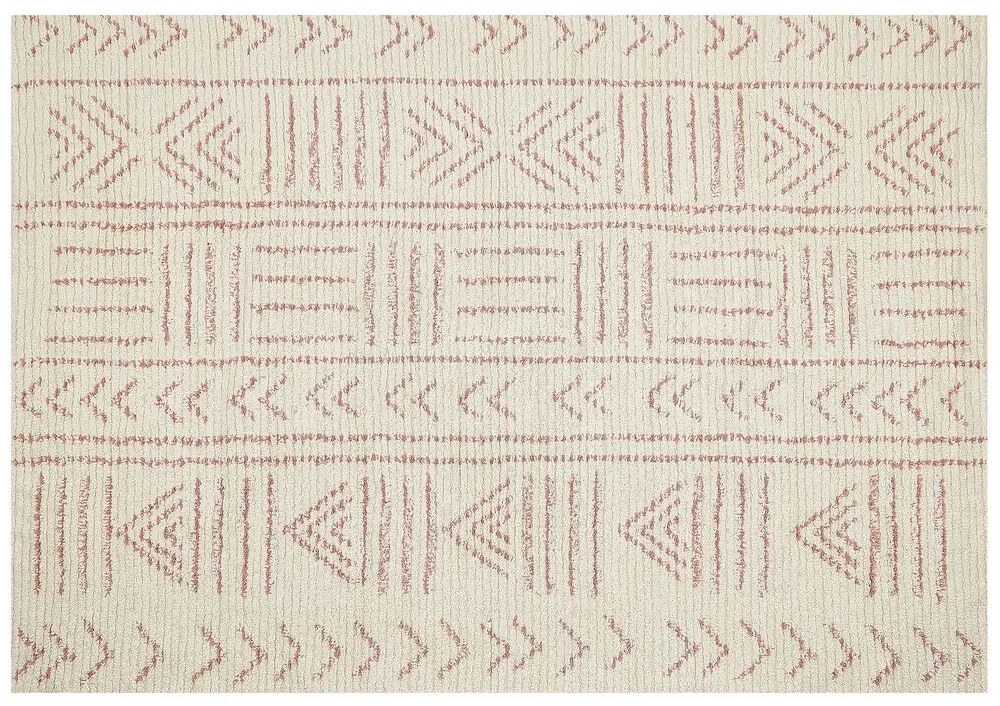 Tapete de algodão creme e rosa 160 x 230 cm EDIRNE Beliani