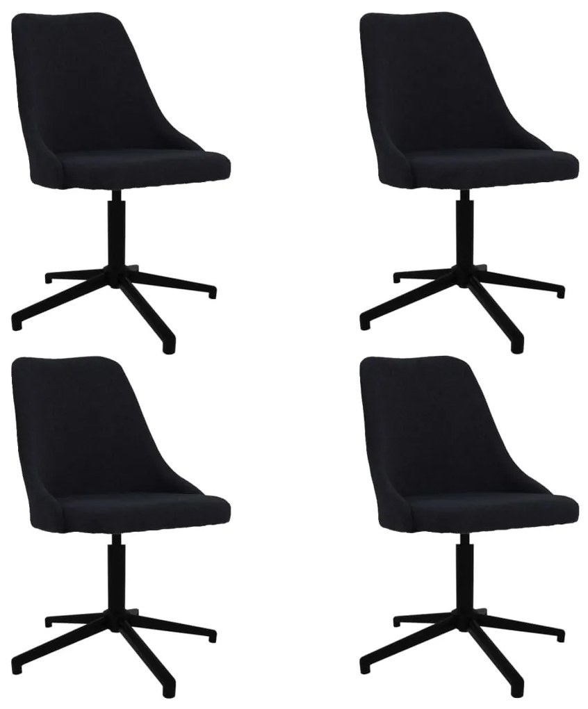 vidaXL Cadeiras de jantar giratórias 4 pcs tecido preto