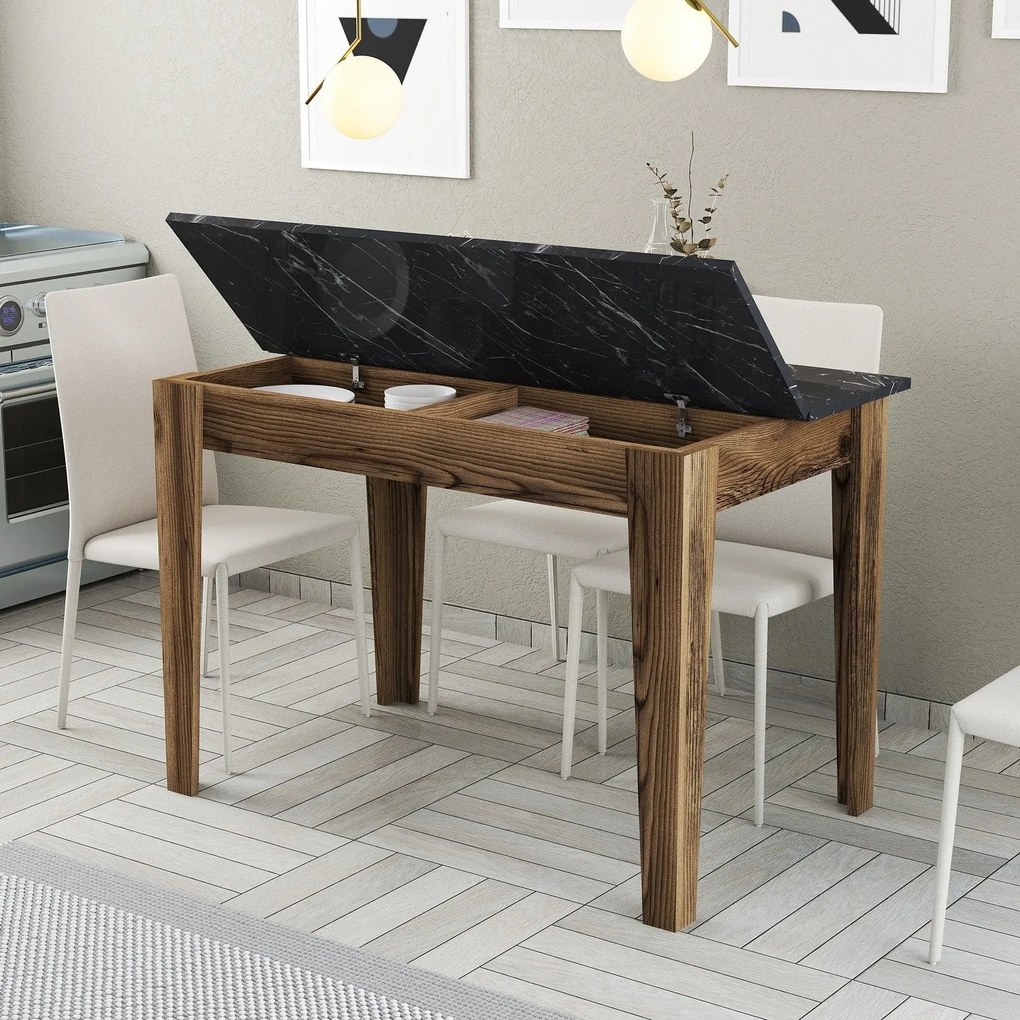 Mesa de Cozinha Kiev – Noz e Preto – 110x75x72 cm