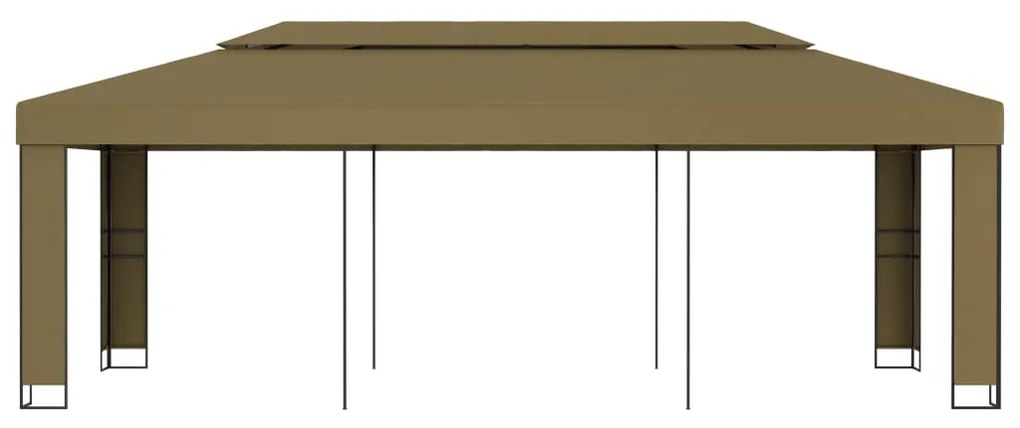 Gazebo com telhado duplo 3x6 m 180 g/m² cinza-acastanhado