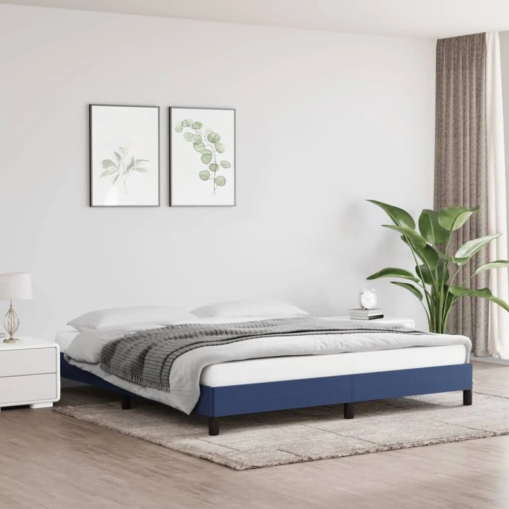 vidaXL Estrutura de cama sem colchão 180x200 cm tecido azul