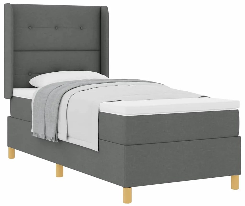 Cama Box com Colchão Cinza Escuro 80x200 cm em Tecido