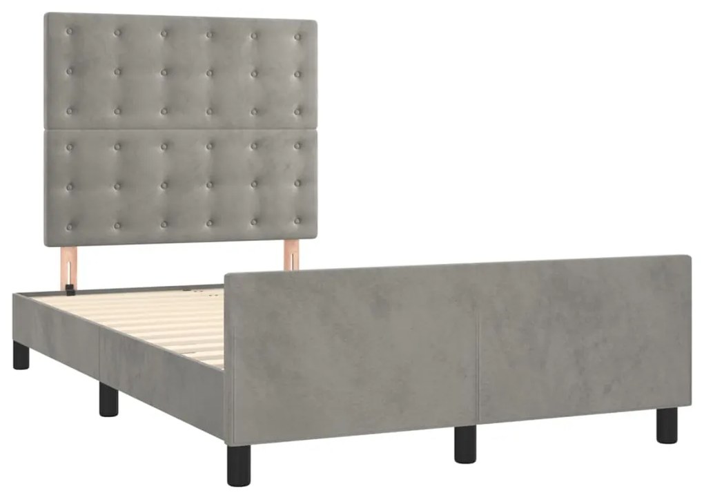 Estrutura de cama sem colchão 120x200 cm veludo cinzento-claro