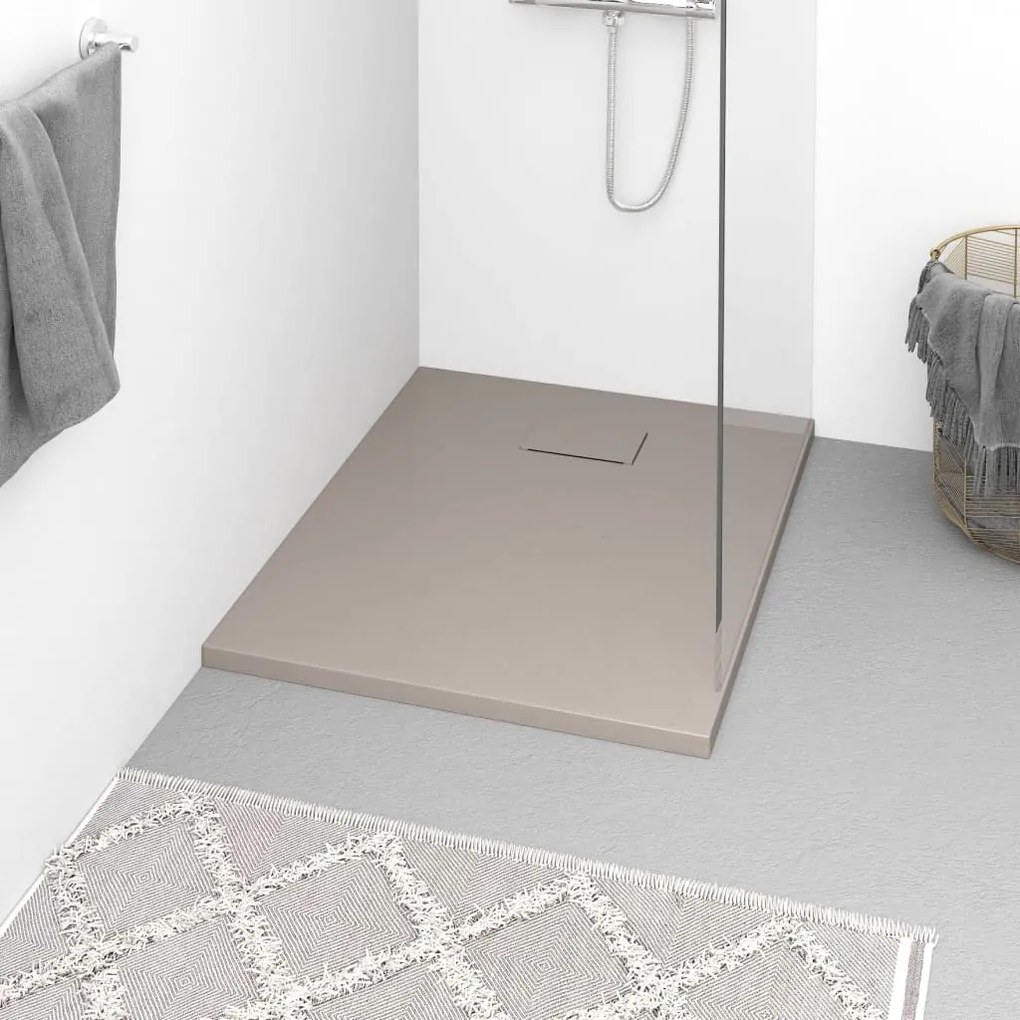 vidaXL Base de chuveiro SMC 90x70 cm castanho
