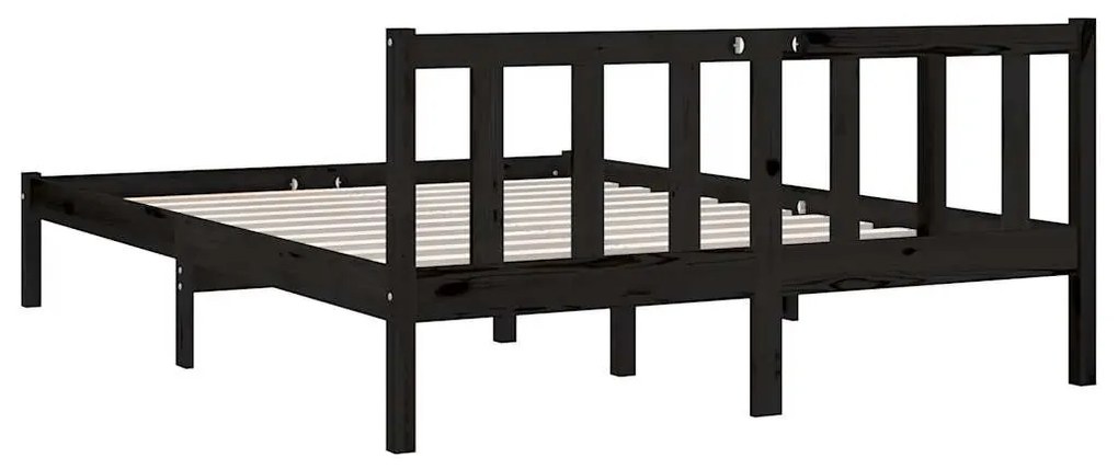 Estrutura de cama 140x190 cm pinho maciço preto