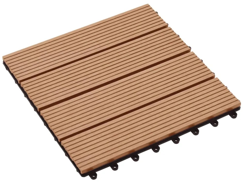 Ladrilhos de pavimento 11 pcs WPC 30x30 cm 1m² cor de teca