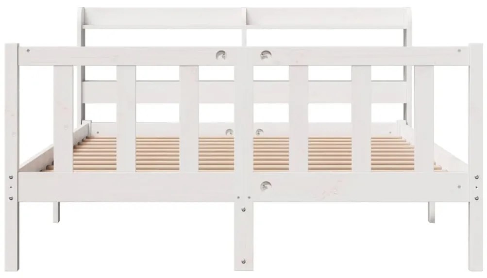 Cama sem colchão 150x200 cm madeira de pinho maciça branco