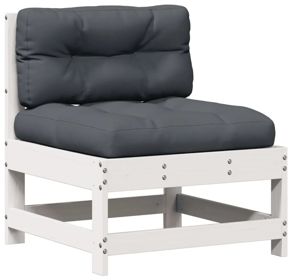 6 pcs conjunto lounge jardim c/ almofadões pinho maciço branco