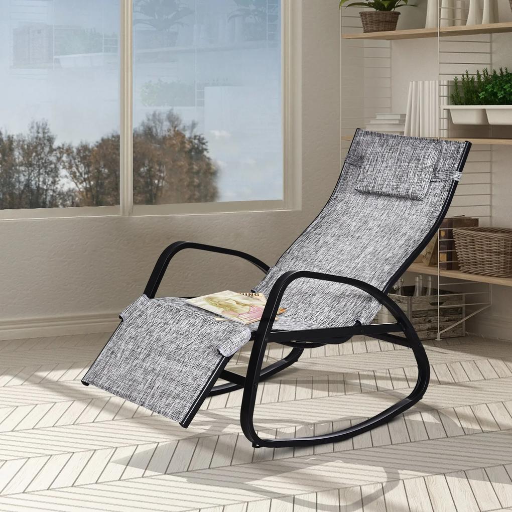 Cadeira de balanço ao ar livre com encosto e apoio para pés Ajustável em cinza