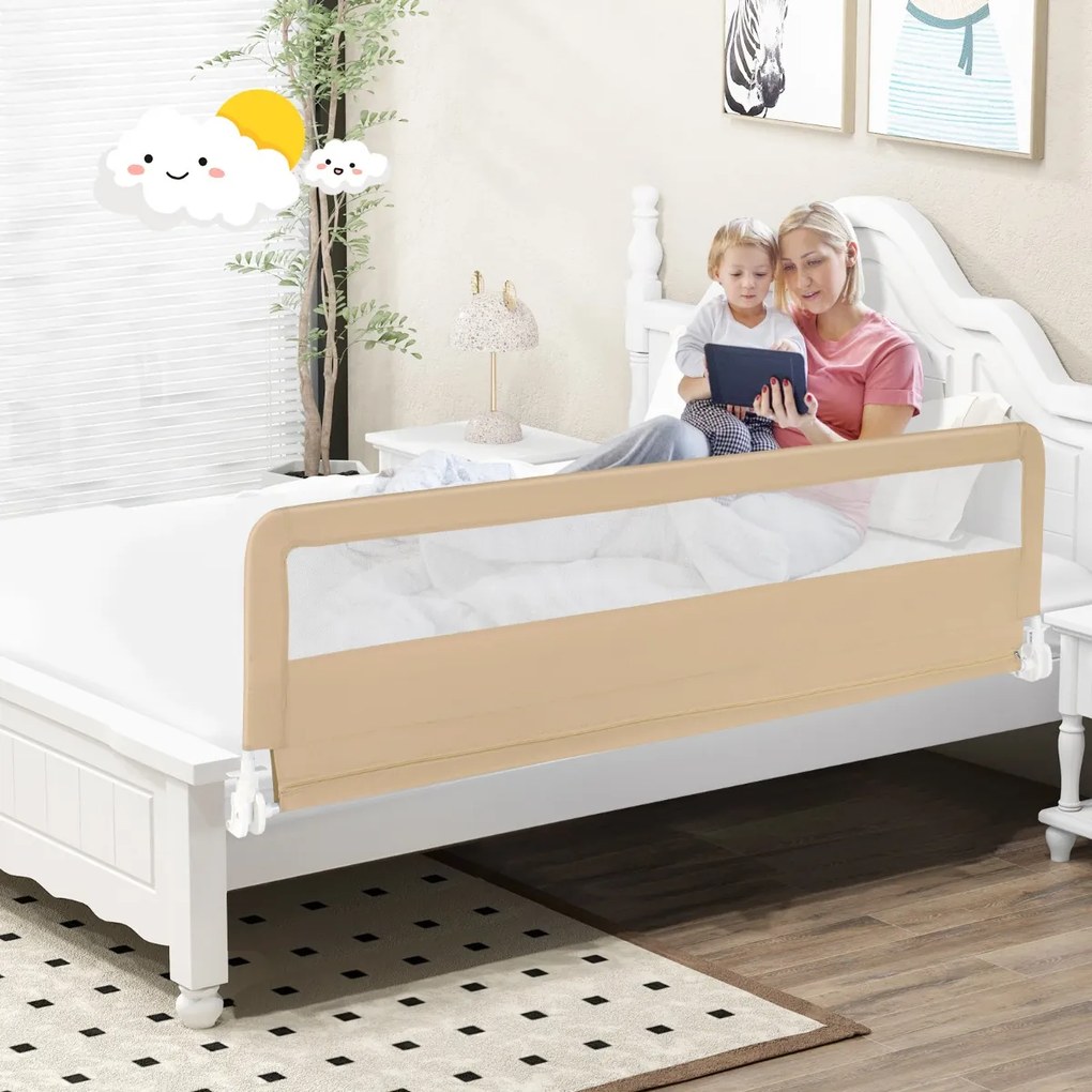 Barra de Cama Dobrável para Crianças 180 x 41 x 55 cm com Correias de Segurança e Capa de Tecido Oxford Removível Bege