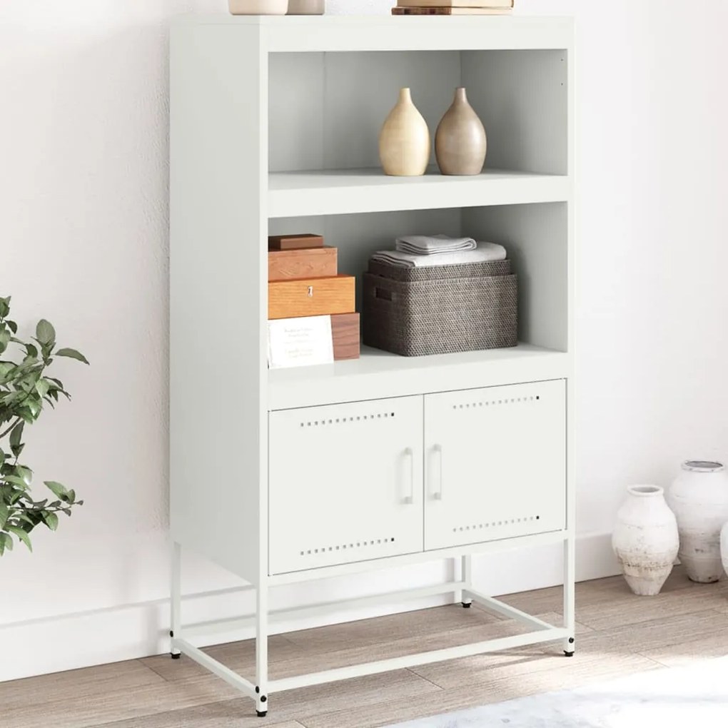 vidaXL Aparador alto 68,5x38,5x123,5 cm aço branco