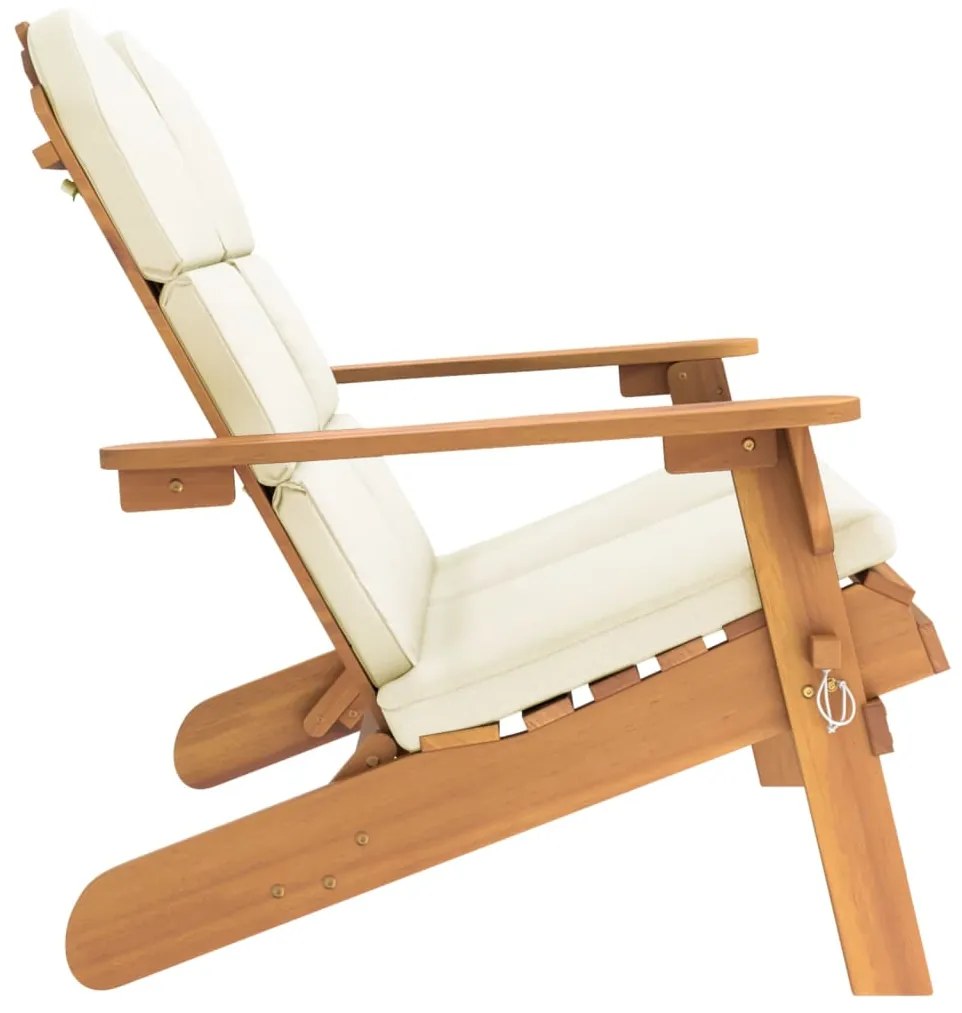 Banco de jardim Adirondack c/ almofadões 126 cm acácia maciça