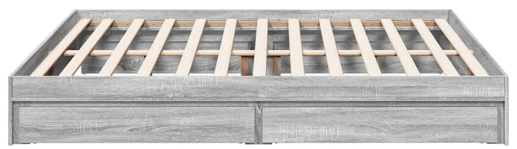 Estrutura de cama c/ gavetas derivados madeira cinza sonoma