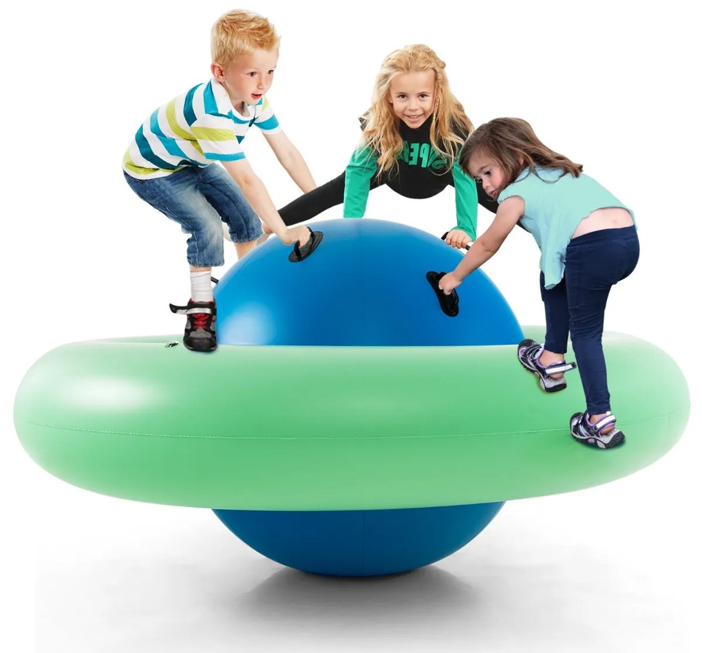 Baloiço insuflável em forma de cúpula para crianças com mais de 5 anos com 6 pegas incorporadas Baloiço insuflável em forma de cúpula 223 x 123 cm Azu