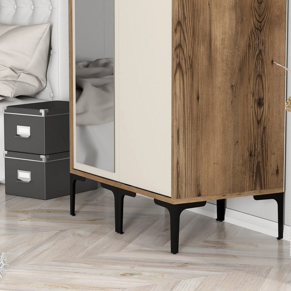 Guarda-roupa Kumsal RS – Nogueira e Creme – 80x47,5x201,4 cm