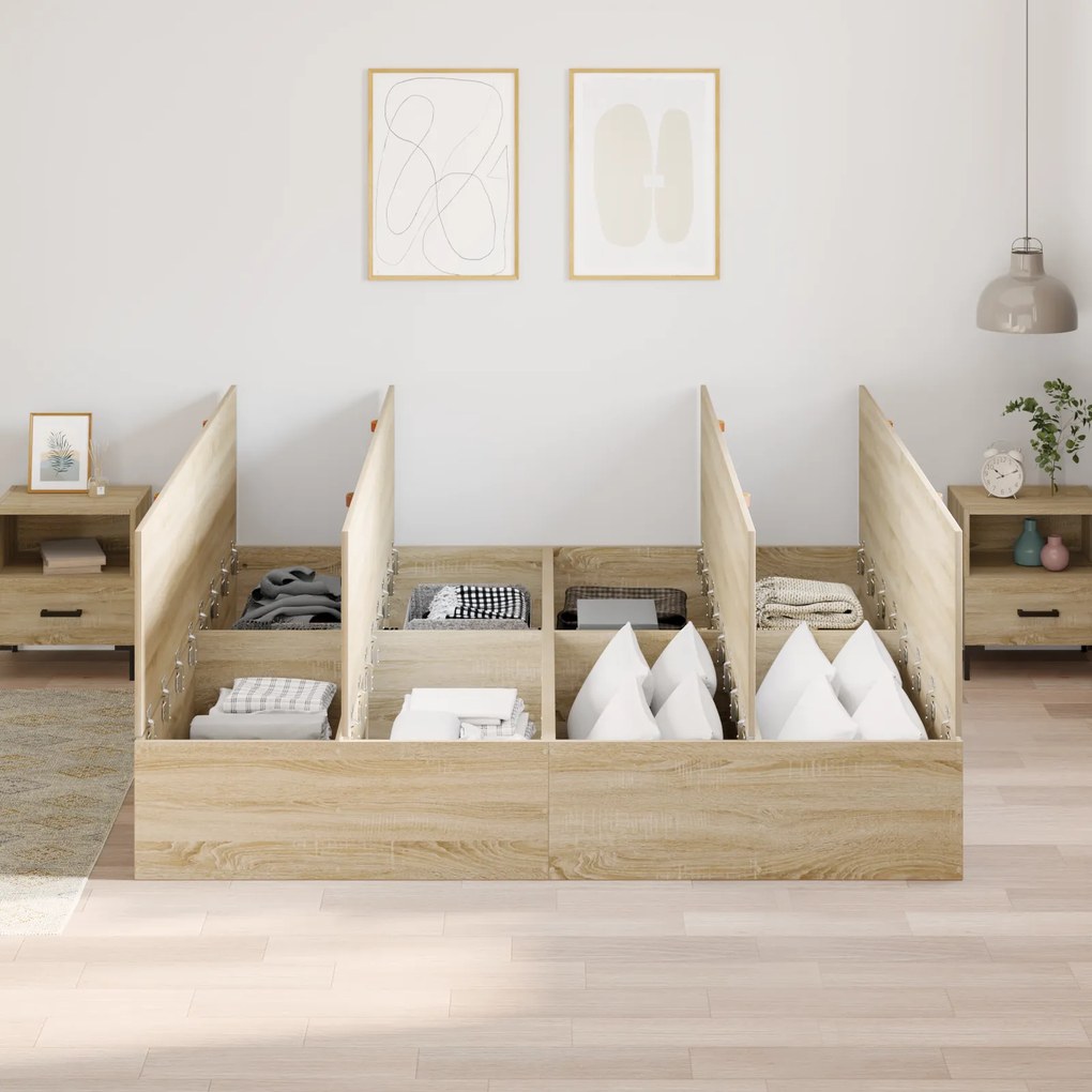 Cama de Armazenamento vidaXL em Carvalho Sonoma 200x200 cm