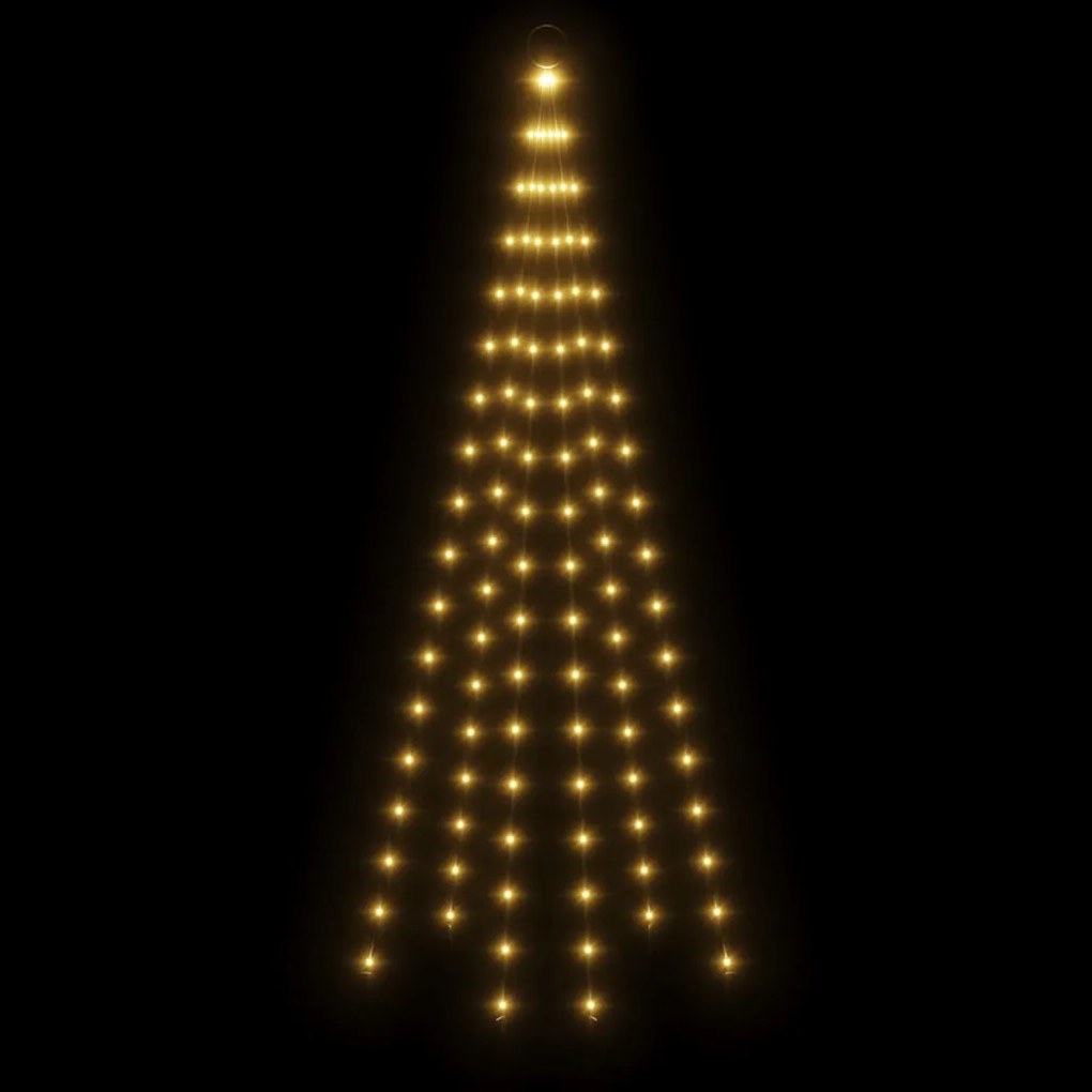 Árvore de Natal mastro de bandeira 108 LEDs 180cm branco quente