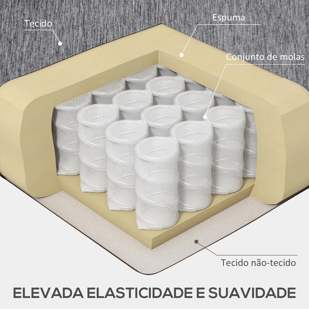 Sofá de Canto com Chaise Longue em Forma de L Estofado em Poliéster para Sala Capacidade 250 kg 215x142x88 cm Cinza