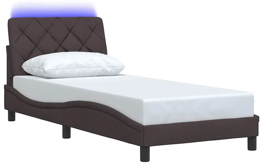 Estrutura de cama com LED sem colchão 90x200 cm tecido