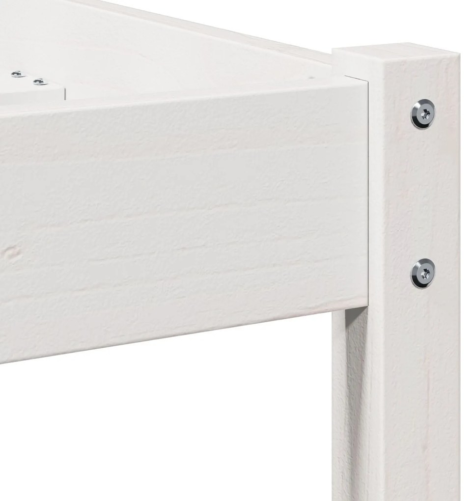 Estrutura de Cama com Cabeceira Branca 80x210 cm Madeira Maciça de Pin