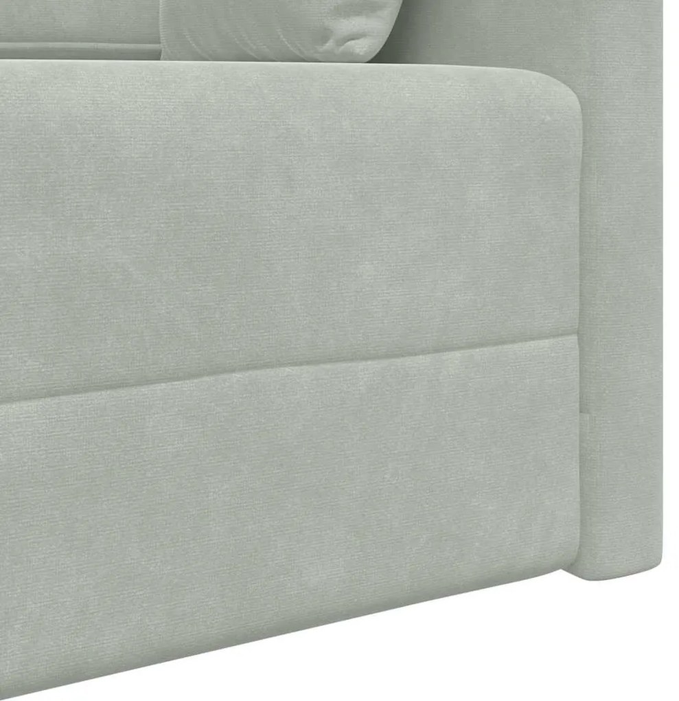 Sofá Cama de Chão 2-em-1 Cinza Claro 213x144x60 cm Veludo