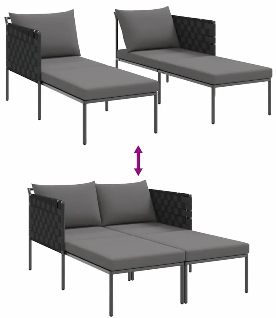 Espreguiçadeira com Almofadas para 2 Pessoas Antracite 115x153x69,5 cm