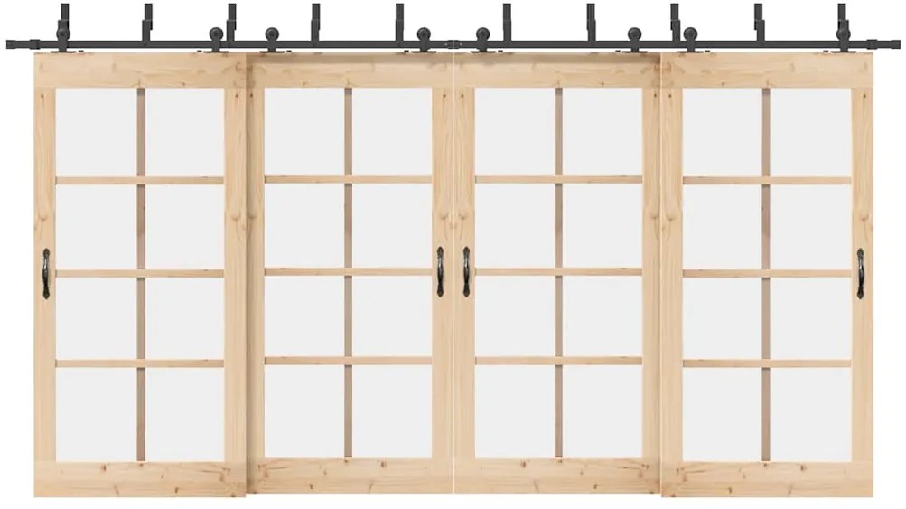 Kit de ferragens para porta deslizante 427 cm aço preto
