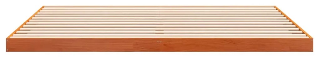 Estrutura de cama 200x200 cm pinho maciço castanho cera