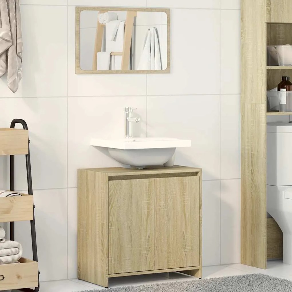 vidaXL 2 pcs conj. móveis casa banho derivados madeira carvalho sonoma