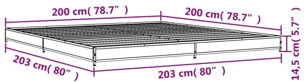 Estrutura de cama 200x200cm derivados madeira/metal
