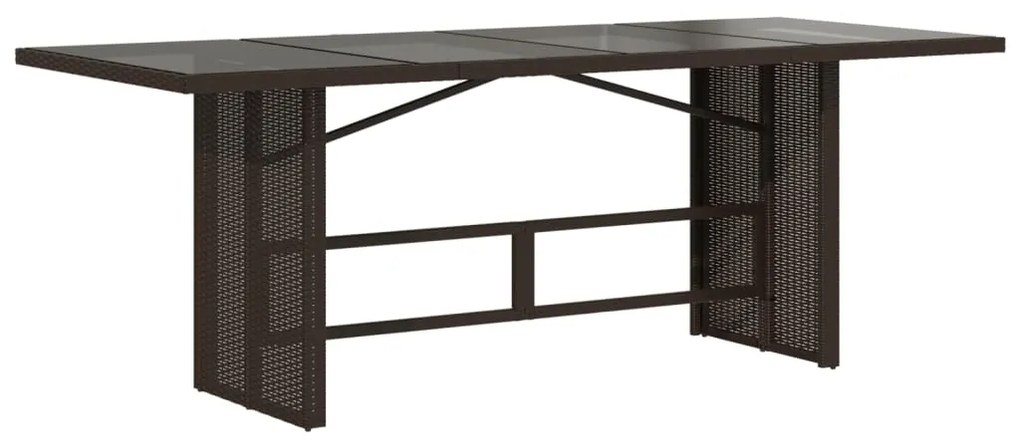 Mesa de jardim com tampo de vidro 190x80x74 cm vime PE castanho