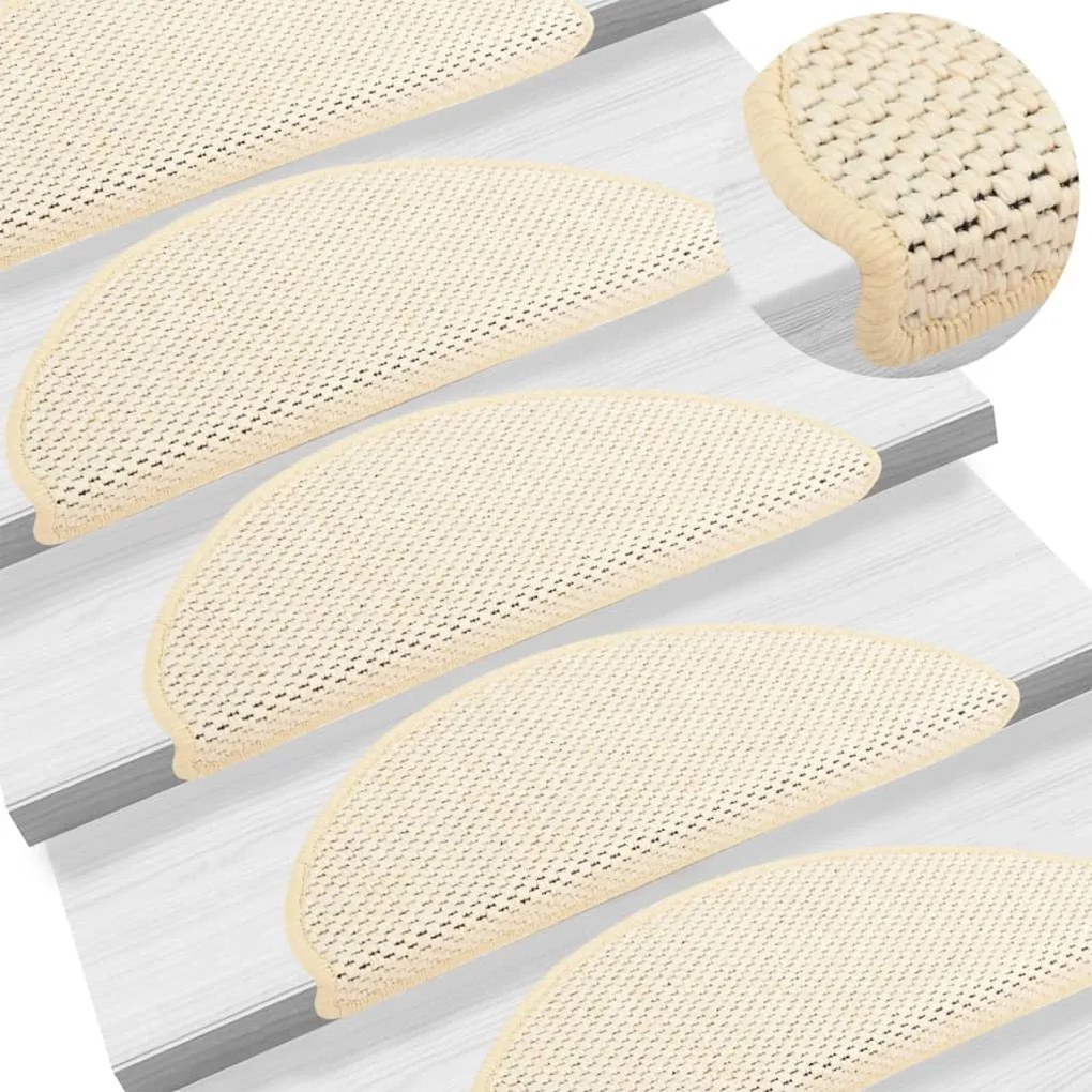 vidaXL Tapetes escada adesivos aspeto sisal 15 pcs 65x21x4 cm berbere