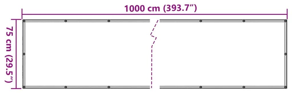 Tela de privacidade p/ varanda aspeto pedra 1000x75cm PVC cinza