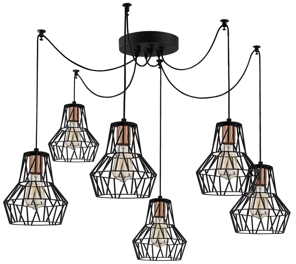 Chandelier Tortum – Preto – 140 cm