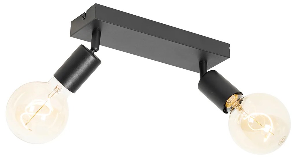 Foco moderno preto retangular 2 luzes - Facil