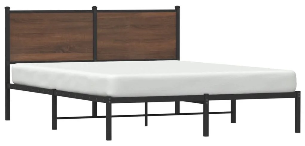 Estrutura cama com cabeceira 150x200cm metal carvalho castanho