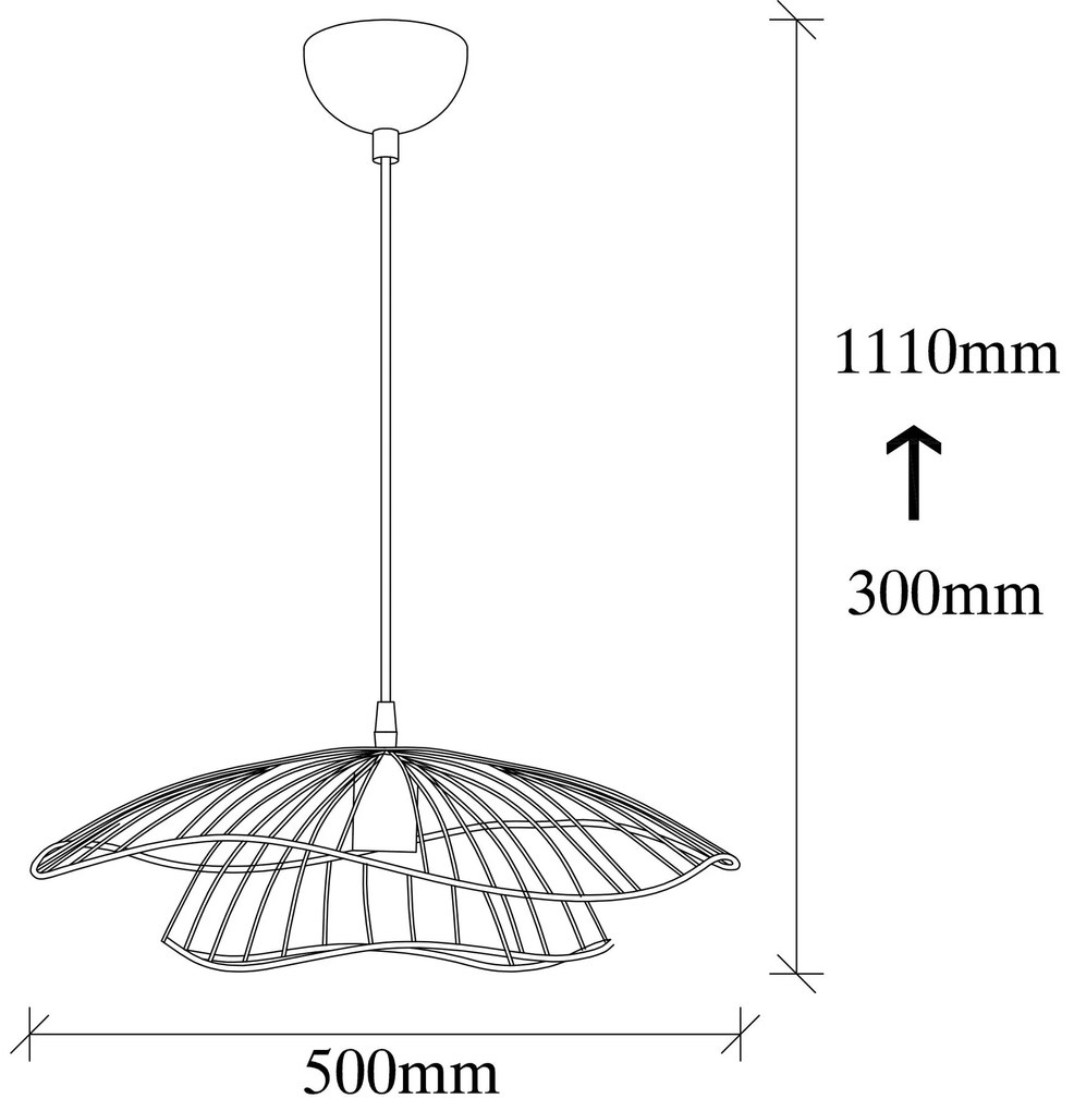 Candeeiro Tel – Preto – Diâmetro 50 cm, Altura 111 cm