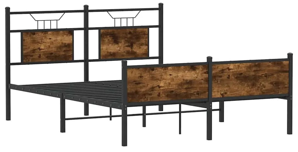 Estrutura de cama s/ colchão derivados madeira carvalho fumado