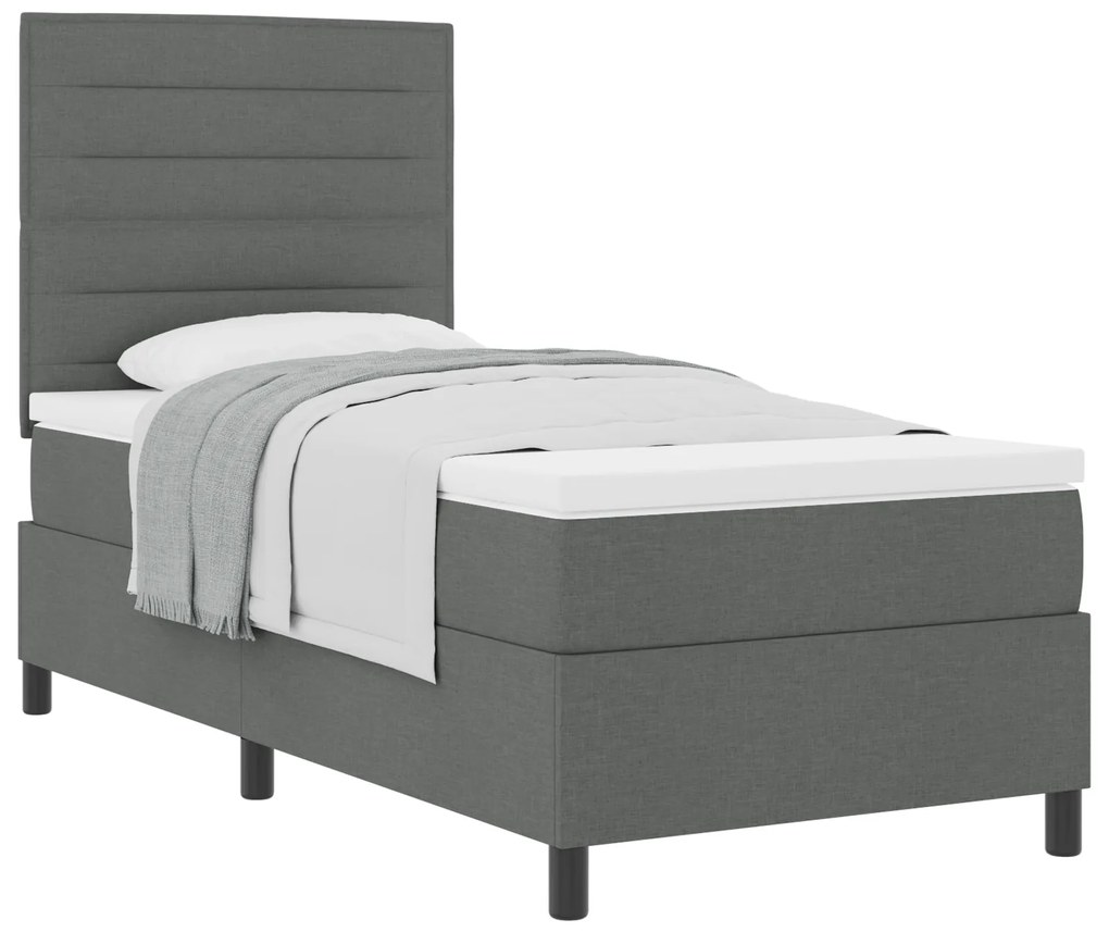 Cama Box com Colchão Cinza Escuro 100x200 cm Tecido