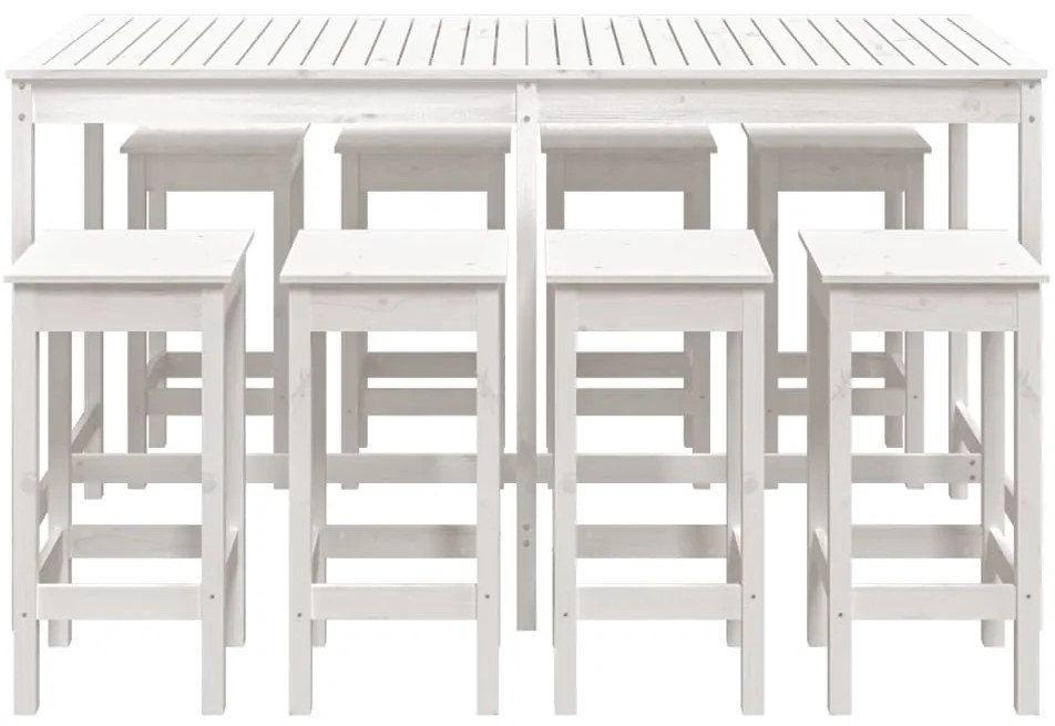 9 pcs conjunto de bar para jardim pinho maciço branco