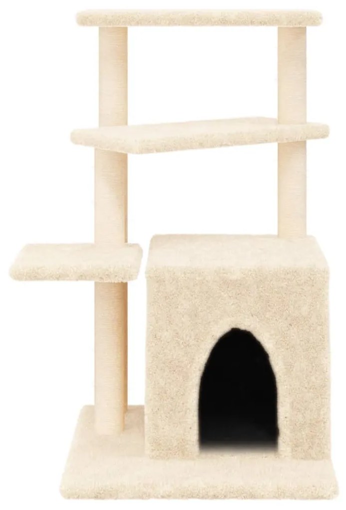 Árvore para gatos c/ postes arranhadores sisal 83,5 cm creme